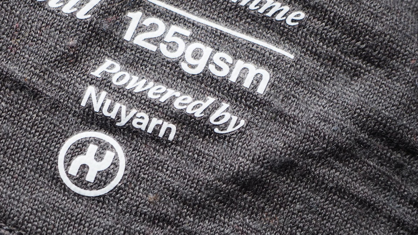 Closeup of a clothing tag with Nuyarn