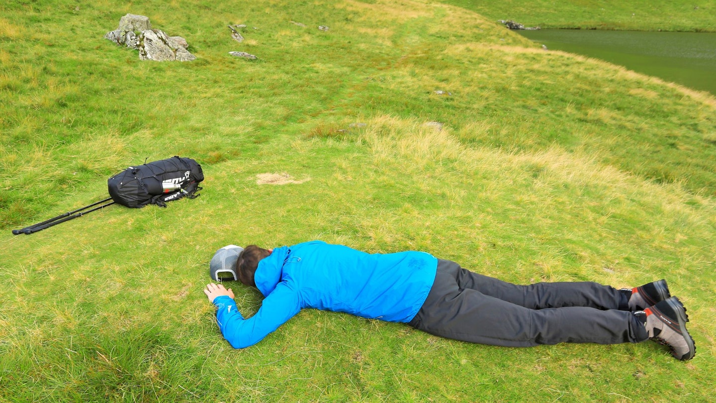 Testing the ground by lying on it