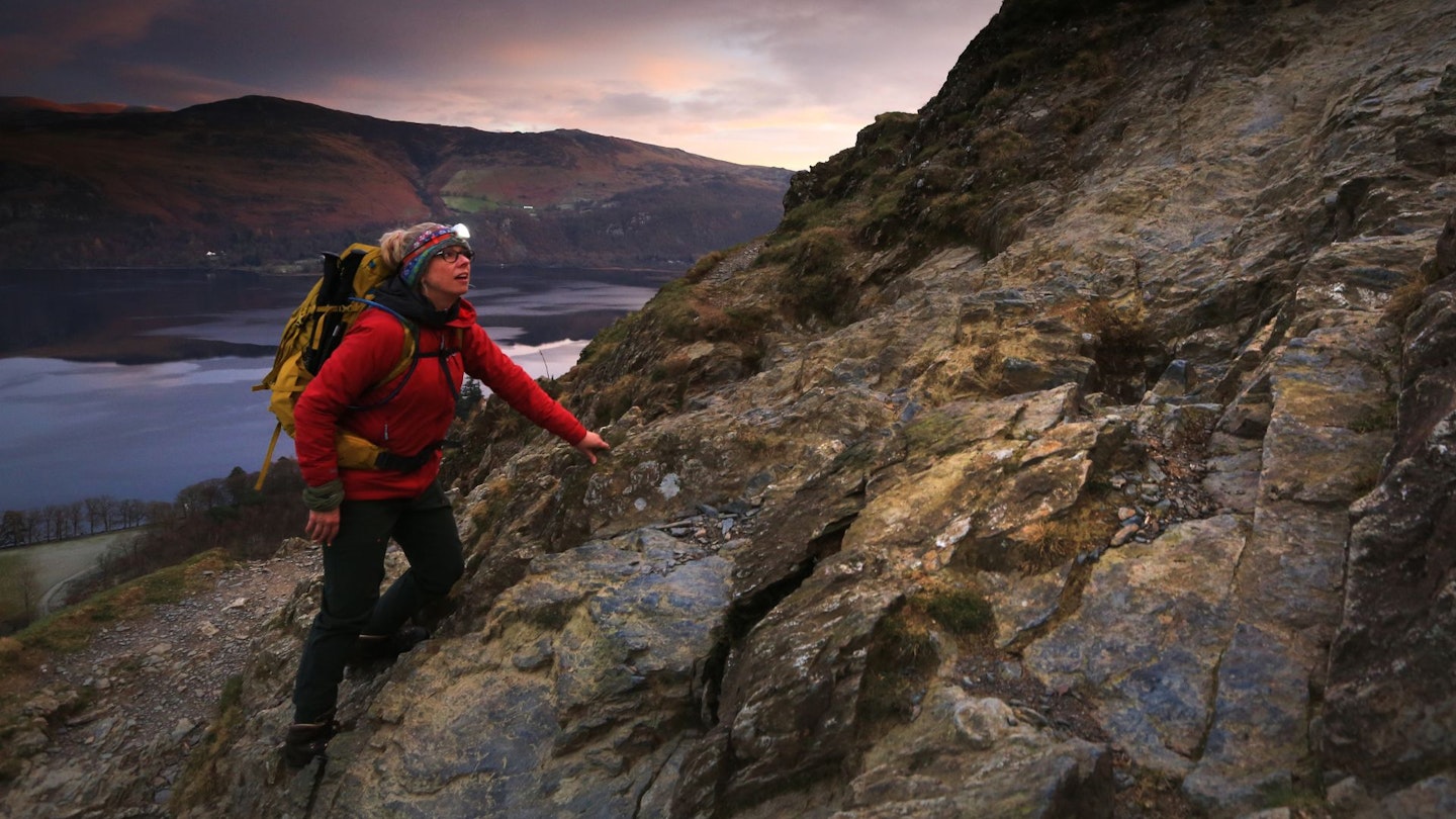 Climbing Cat Bells Lake District at night and hiking with a headtorch