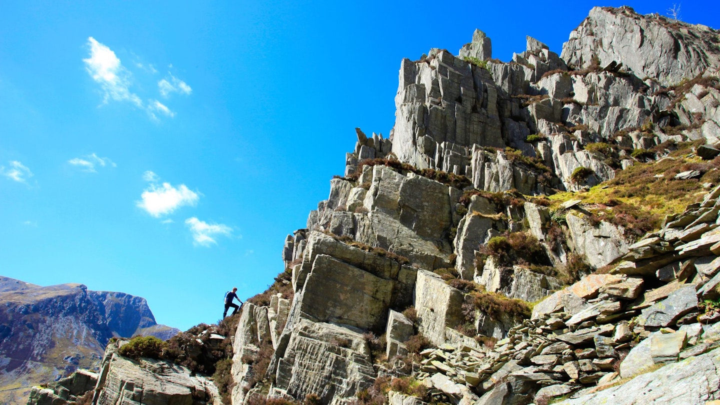 Grade 2 scramble on Pinnacle Ridge, Snowdonia