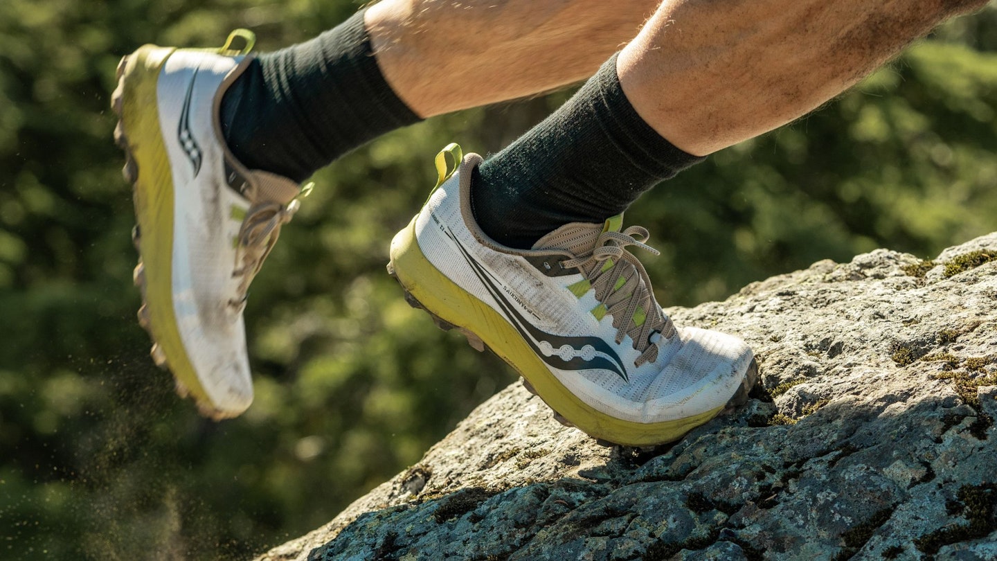 Runner wearing Saucony Peregrine 13