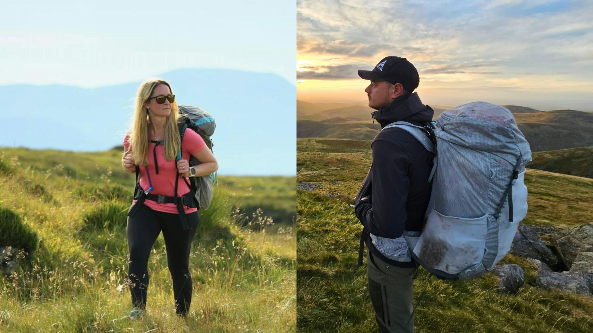 Matt Jones and Ellie Clewlow testing backpacking backpacks