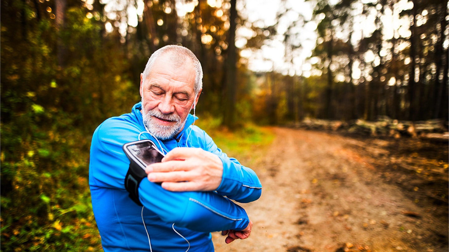 man starts phone before his run