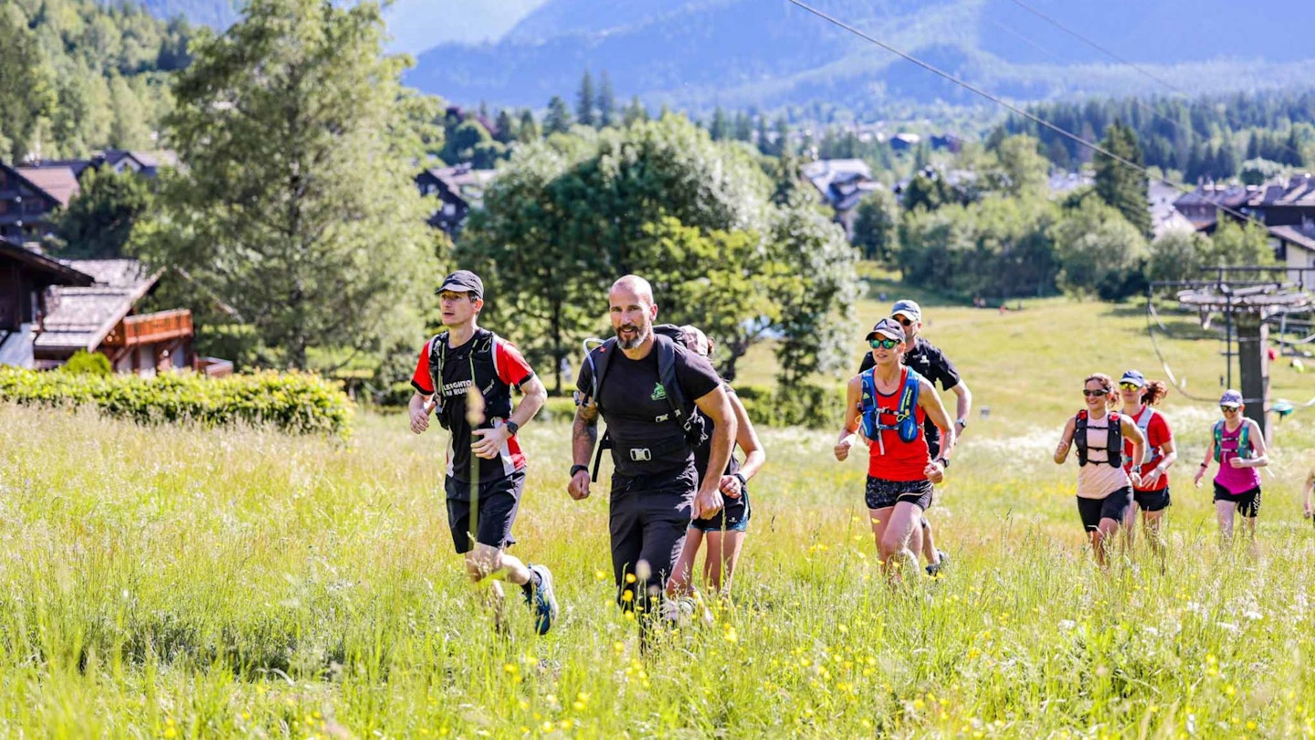 Trail runners in the Alps