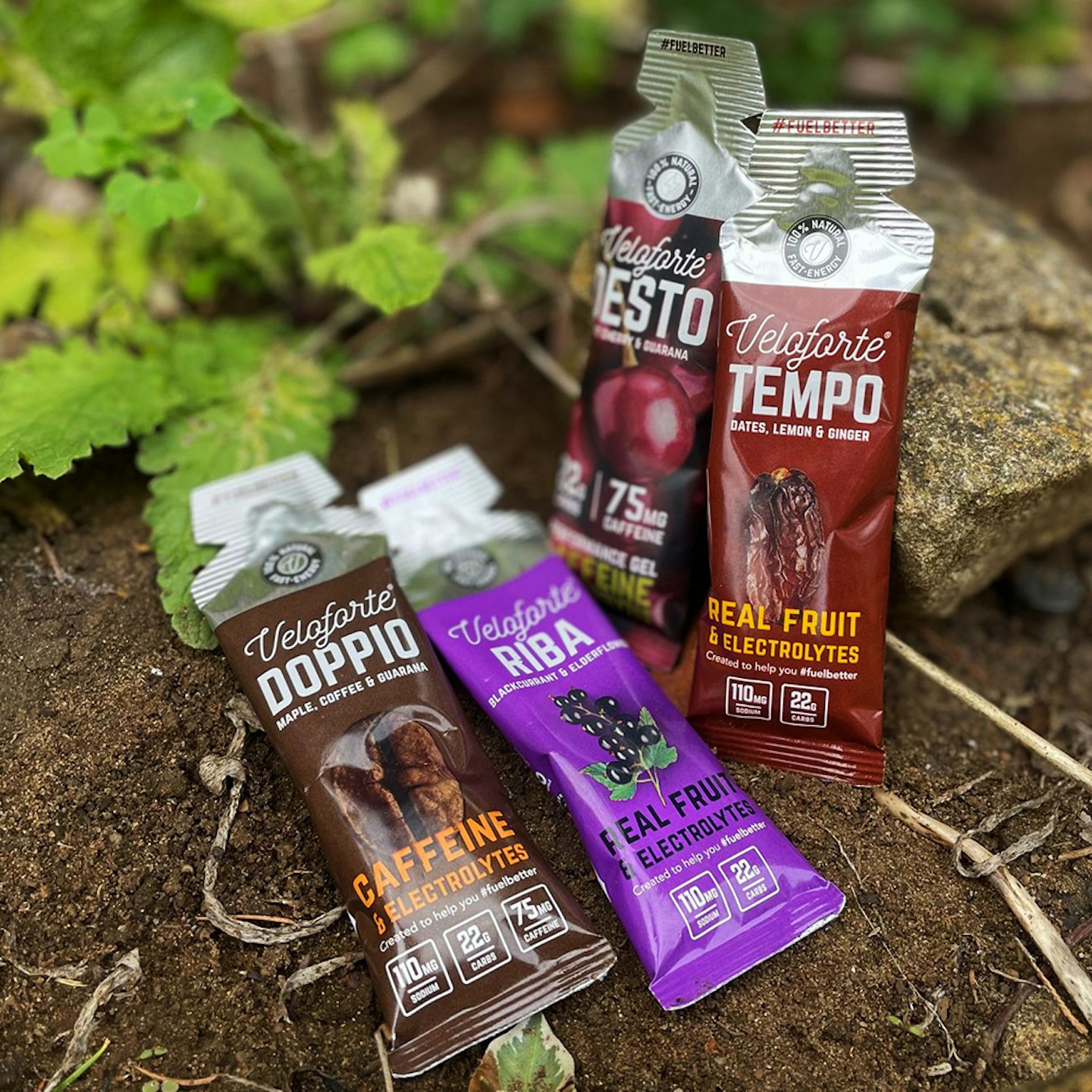 Veloforte energy gels with caffeine or elecrolytes