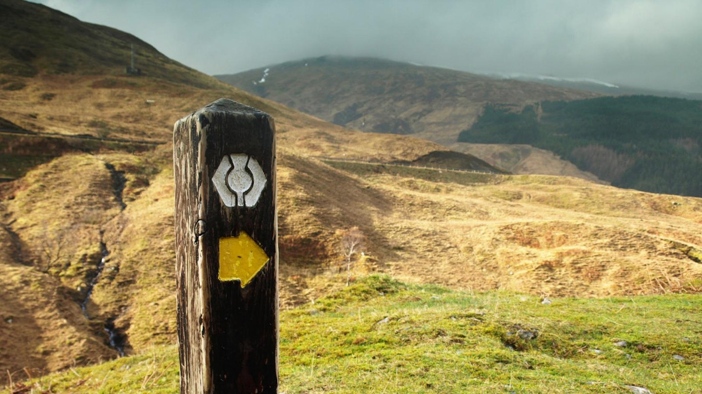 Waymarking sign on the west highland way