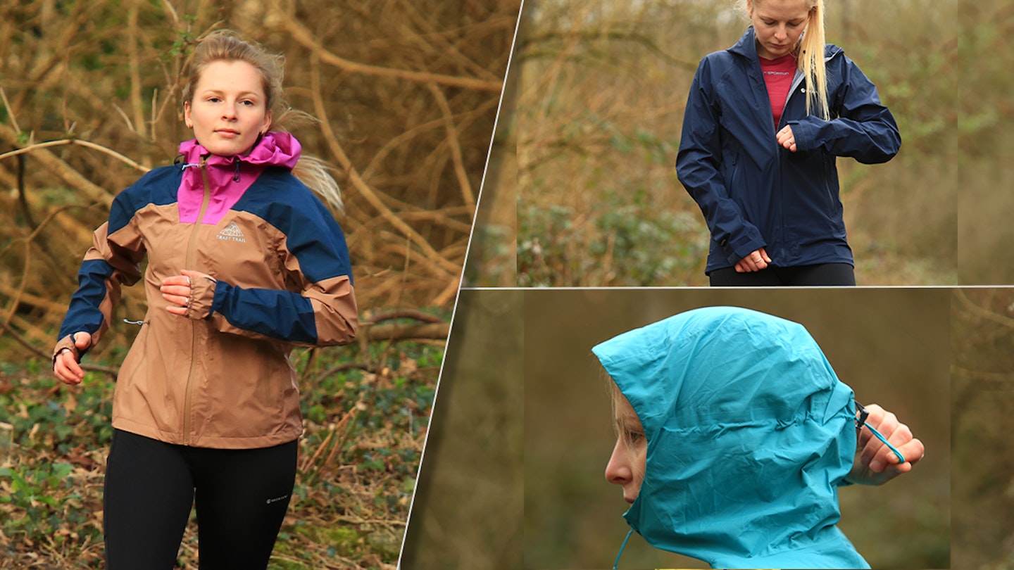 three different waterproof running jackets