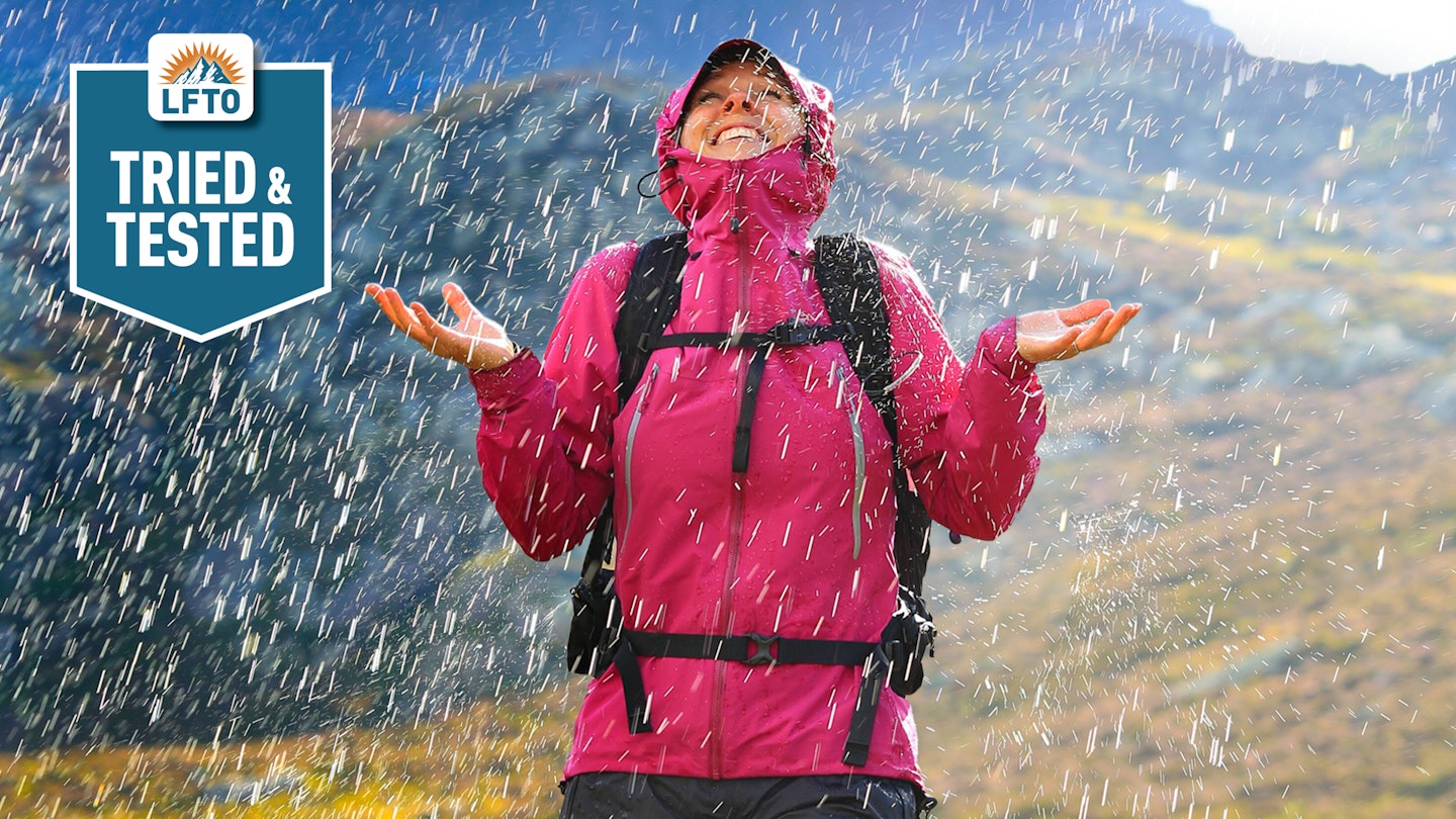 Gear Expert Jenna modelling one of the best waterproof jackets for review by LFTO 2