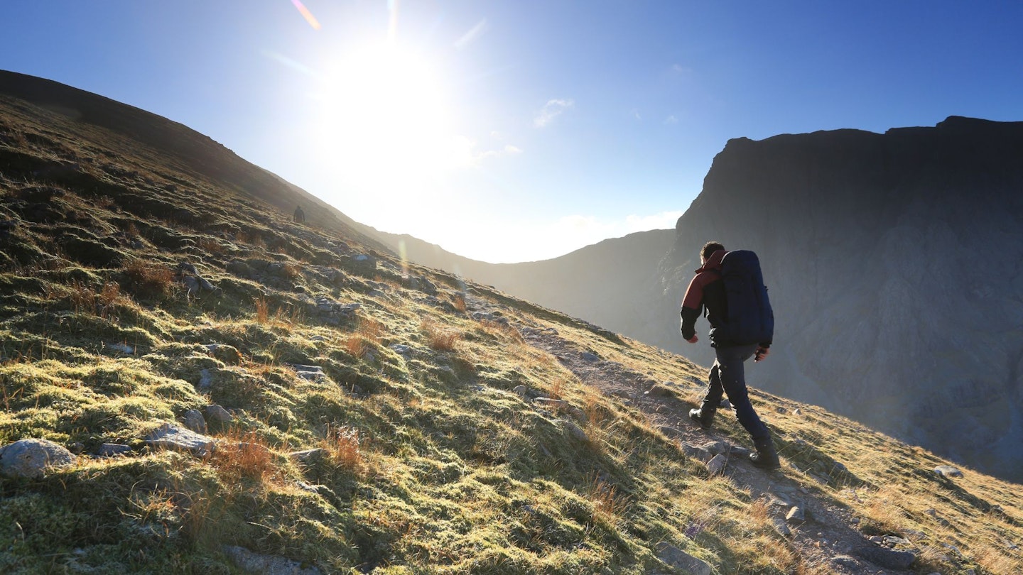 Heading up Carn Mor Dearg Ben Nevis