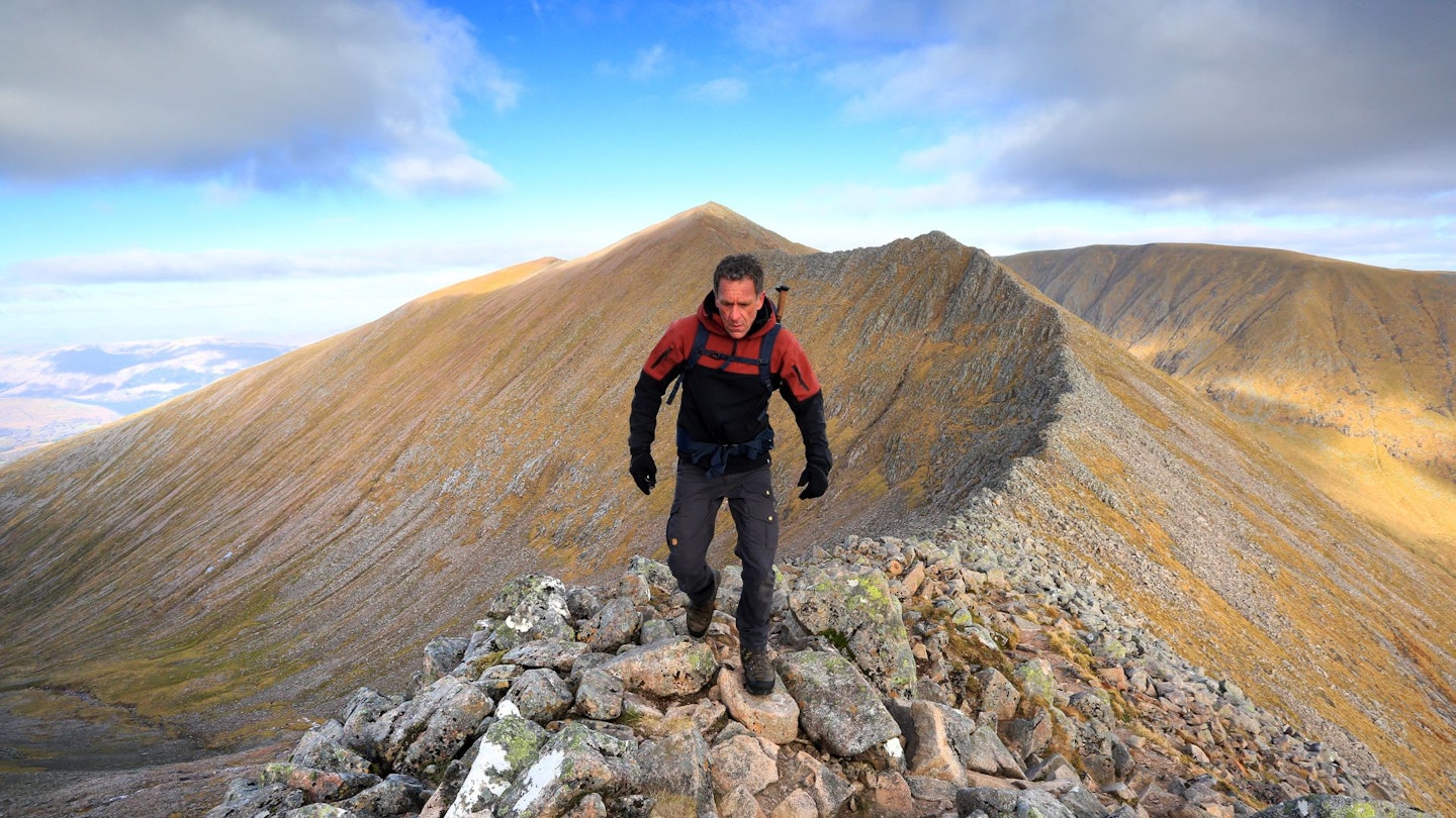 Walker on the CMD Arete Ben Nevis