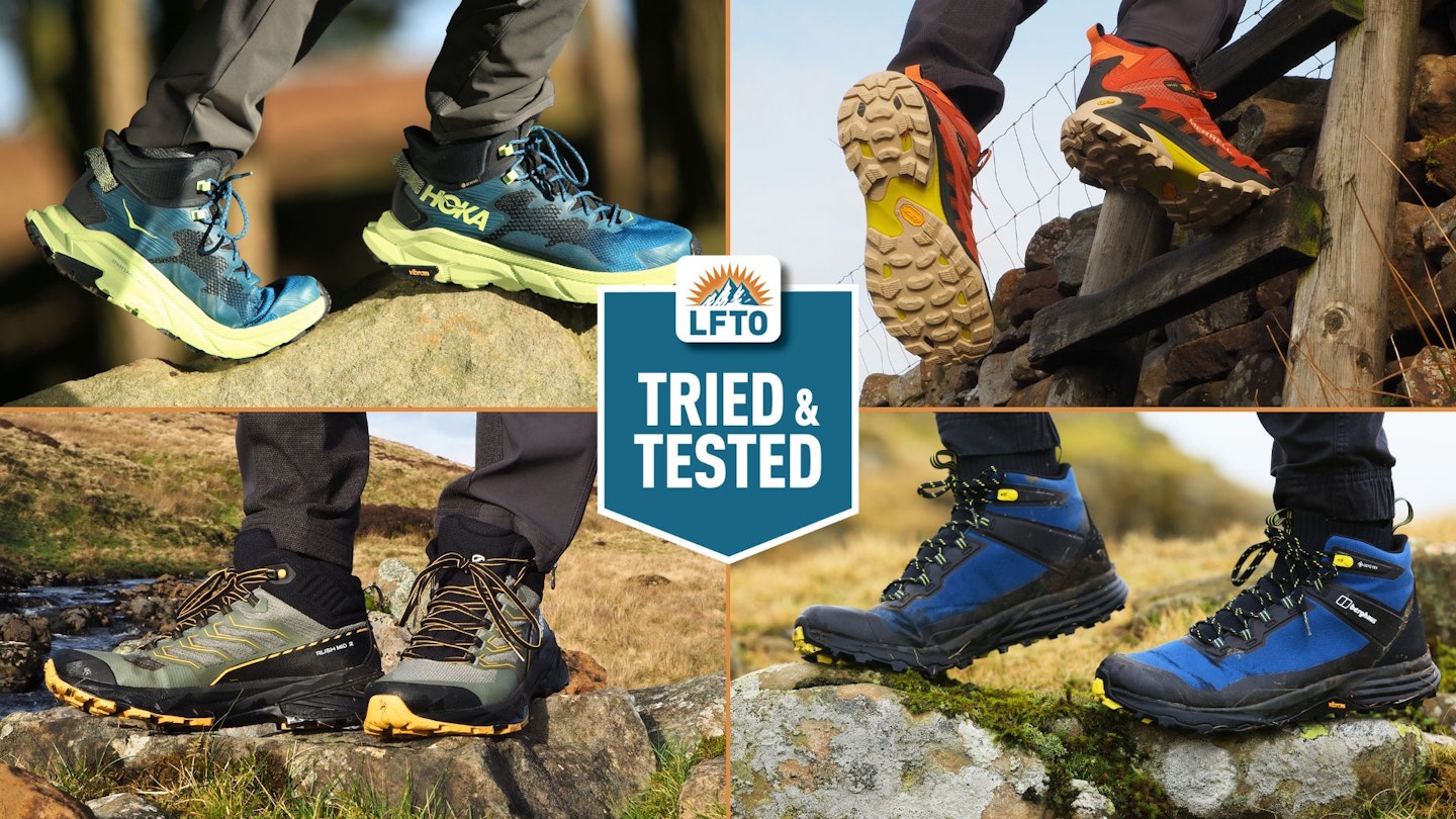 Pictures of LFTO testers wearing lightweight walking boots
