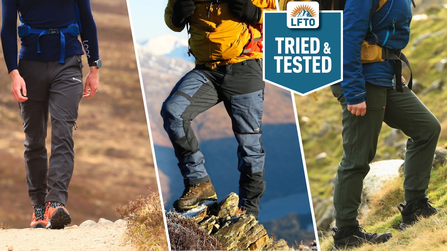 Photos of LFTO team testing walking trousers