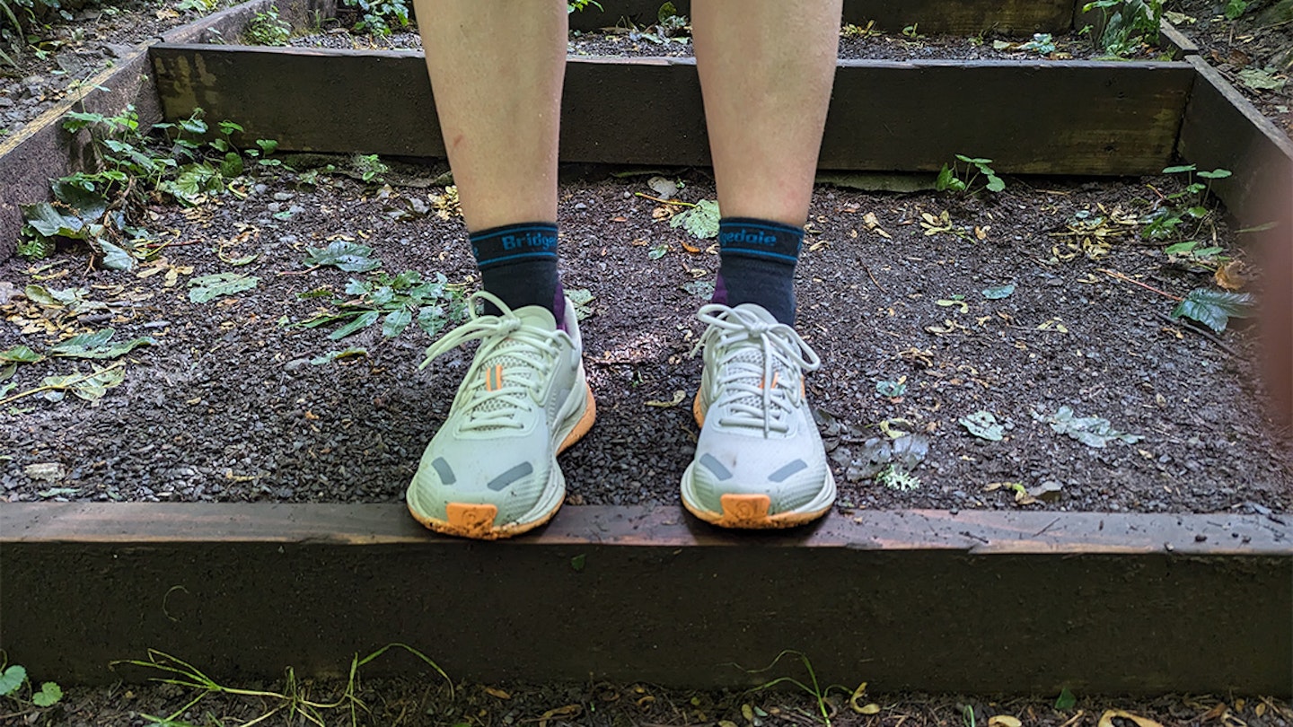 lululemon blissfeel trail shoe wearing on some steps