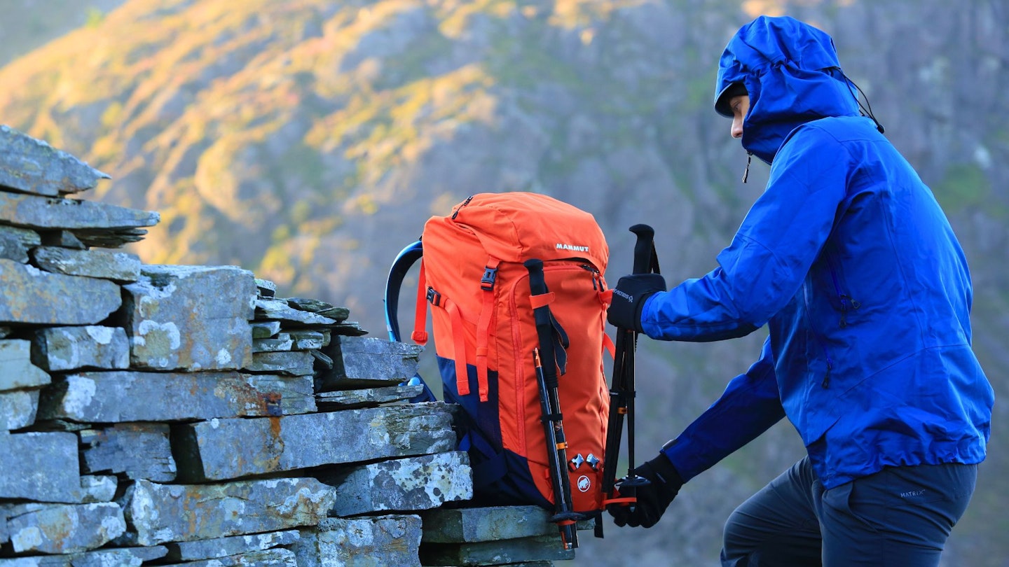 LFTO team testing a Mammut mountaineering pack