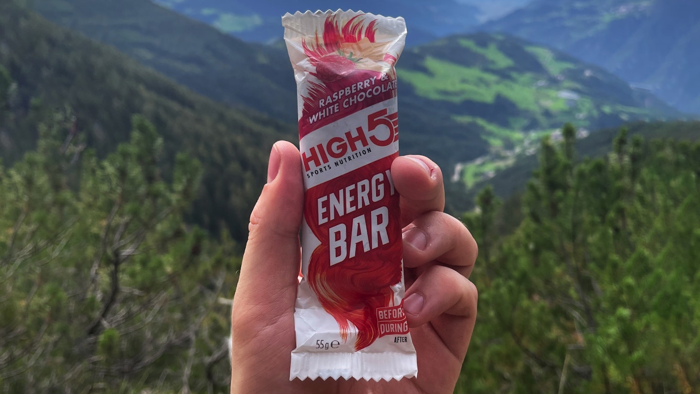 High 5 raspberry and white chocolate energy bars for runs and hikes