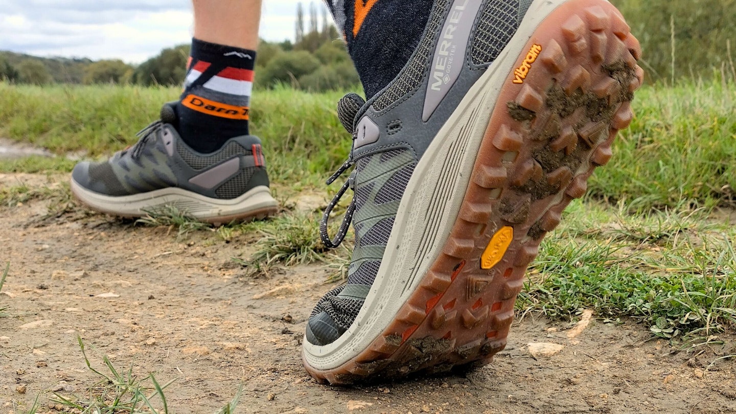 Runner showing sole of Merrell Nova 3 GTX