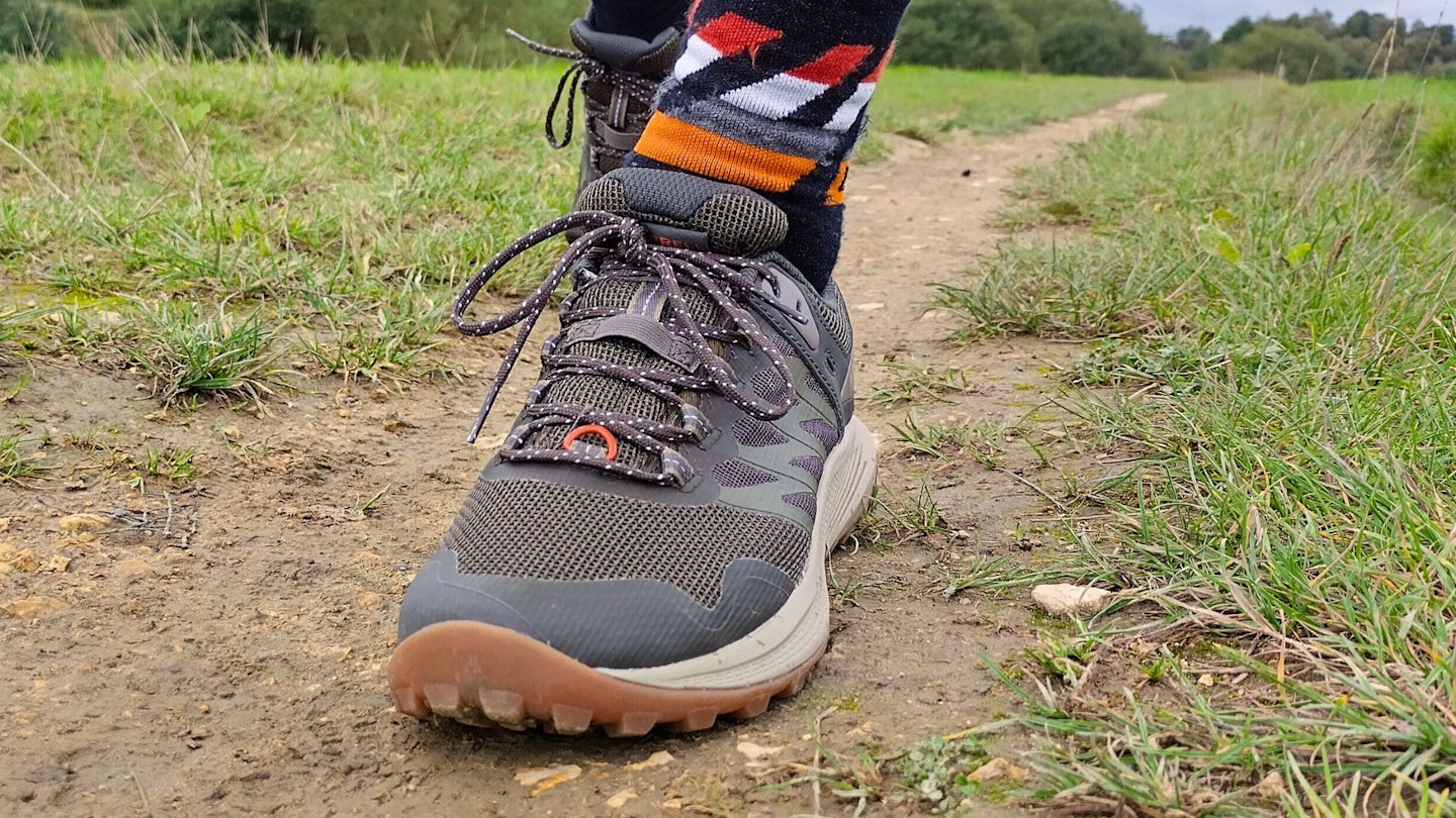 Front view of runner wearing Merrell Nova 3