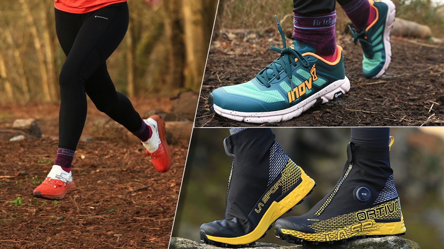 three different pairs of trail running shoes black friday