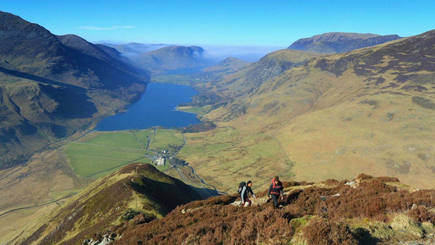 Buttermere from high on Fleetwith Edge ridge of Fleetwith Pike Lake District