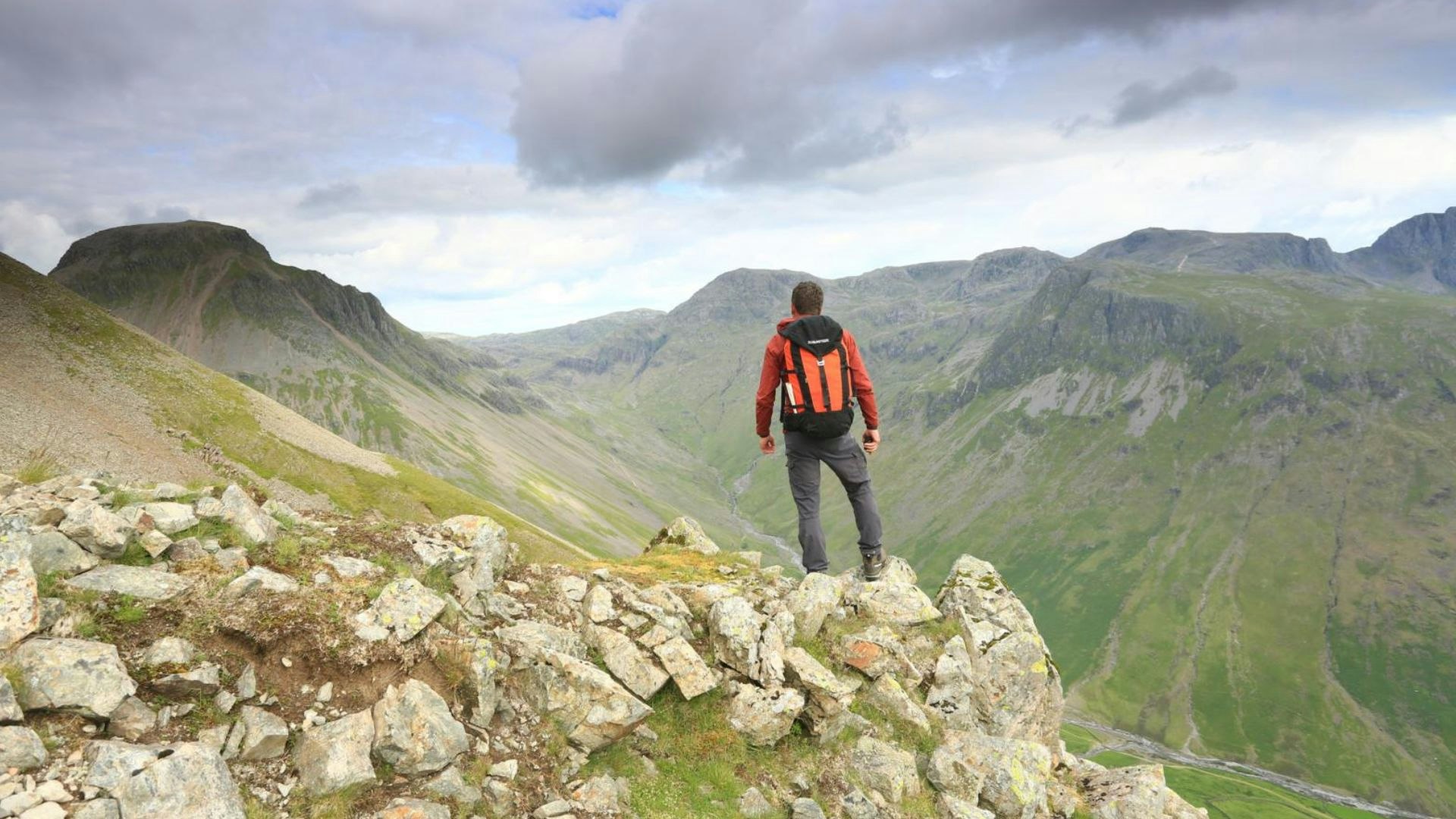 Looking from Kirk Fell to Great Gable and the Scafells, Lake District