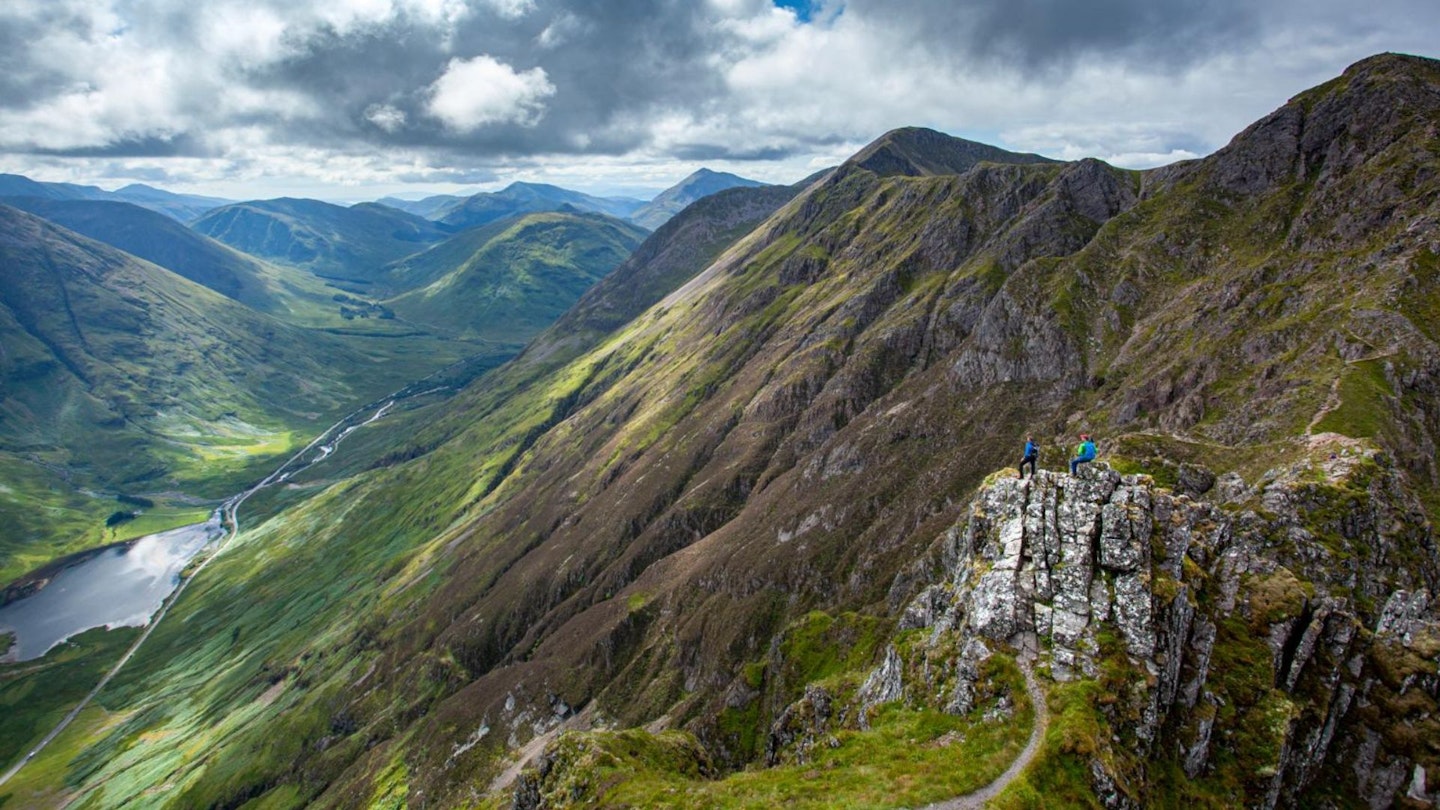 Looking down to Glen Coe from the Aonach Eagach ridge