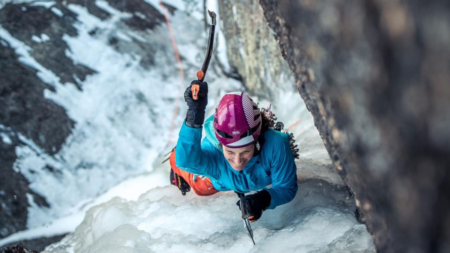 Majka Burhardt ice climbing on Mont Blanc