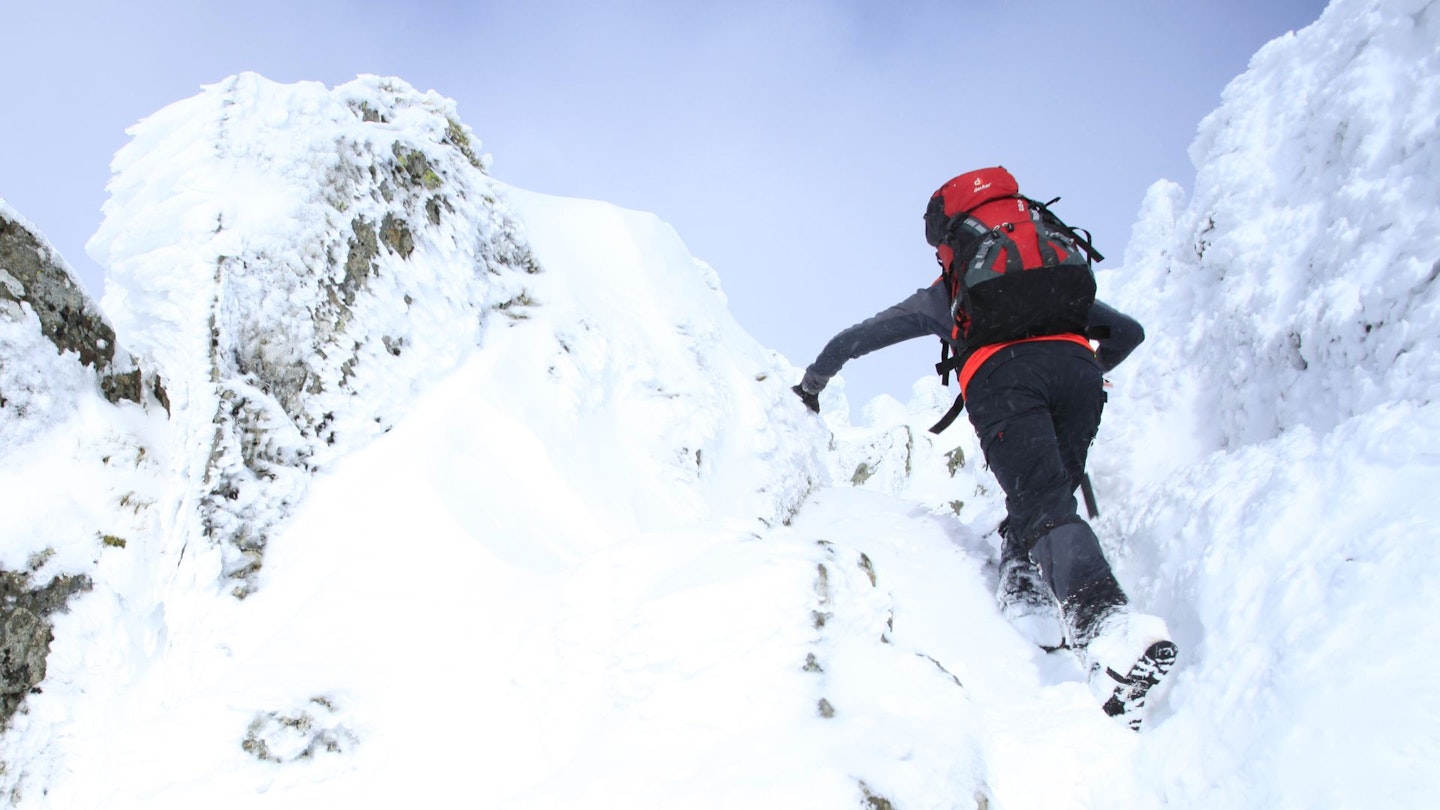 High on the South ridge of Snowdon Winter