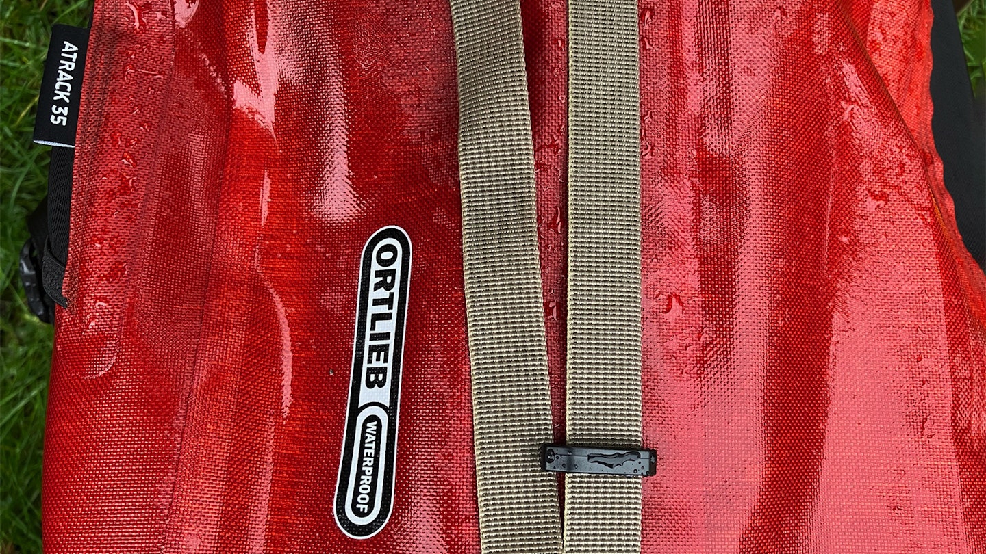 Testing the Ortlieb Atrak 35 waterproof pack in storm babet