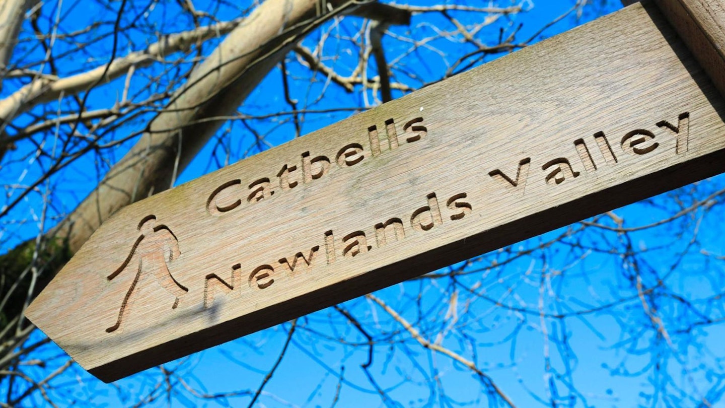 Cat Bells signpost Lake District