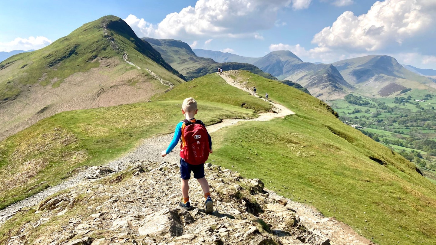 Child hiking on Cat Bells Lake District