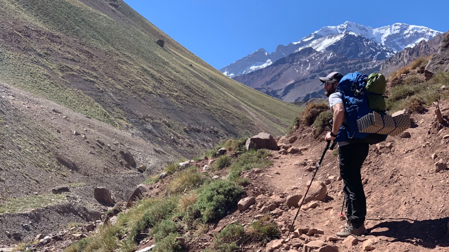 Backpacker in the mountains