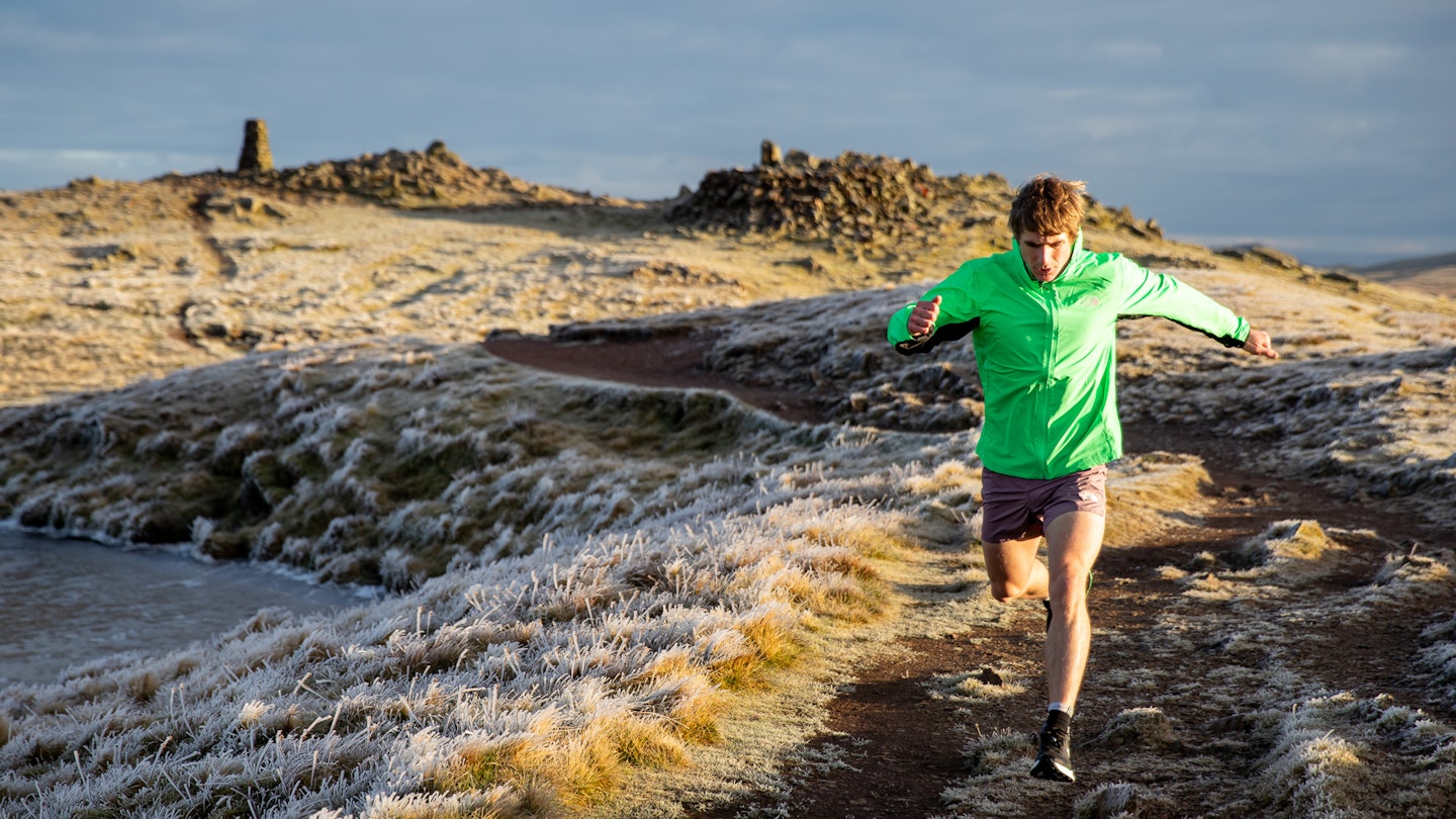 Josh Wade North Face Athlete running in winter frost