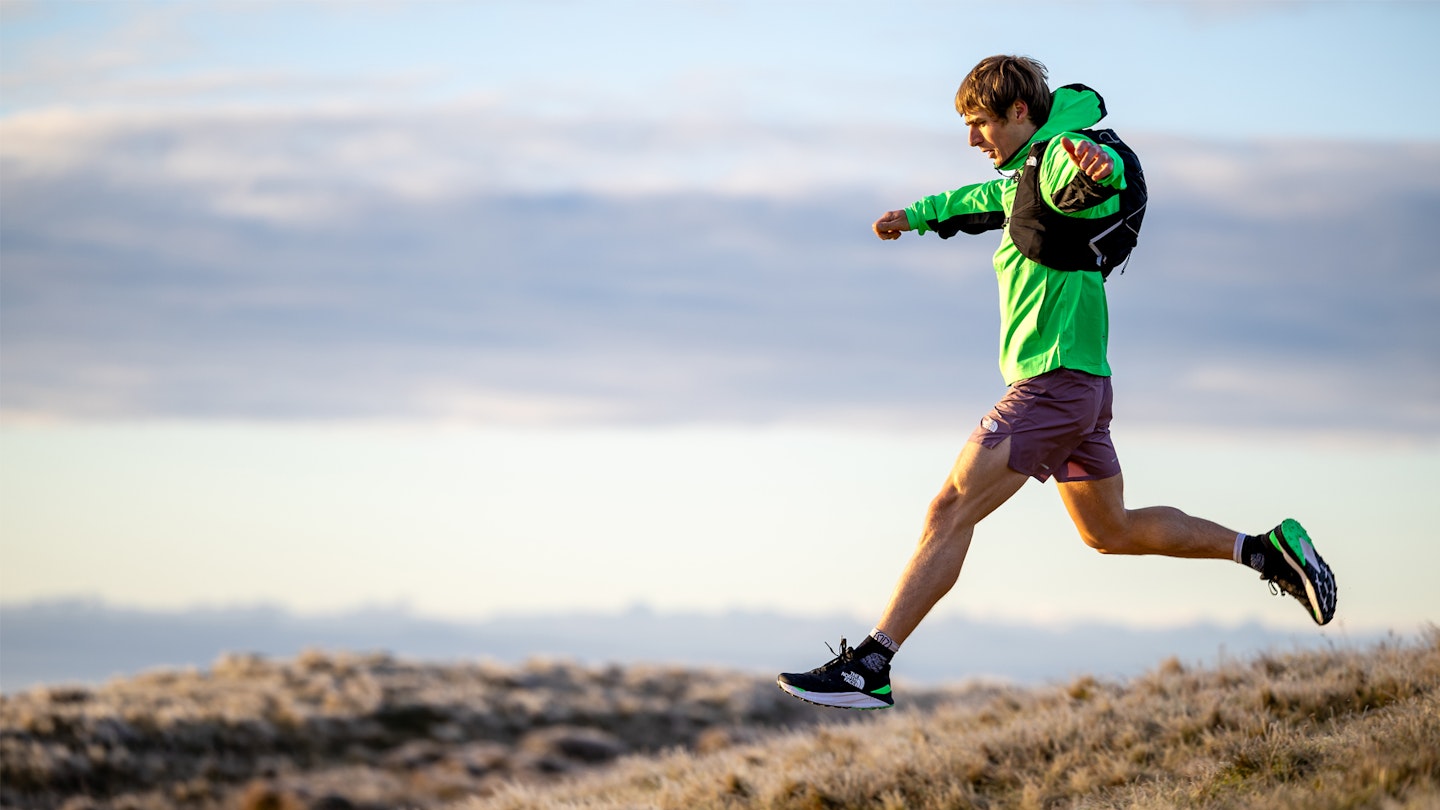 Josh wade running in the lake district with the north face