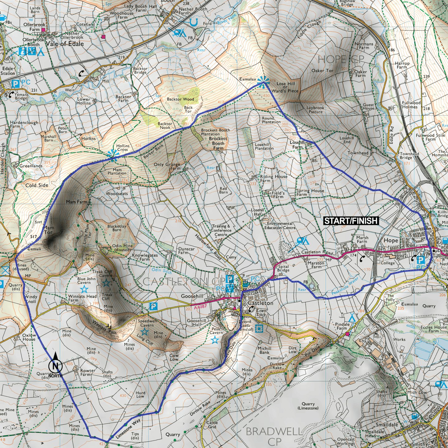 Mam Tor ridgeline horseshoe route