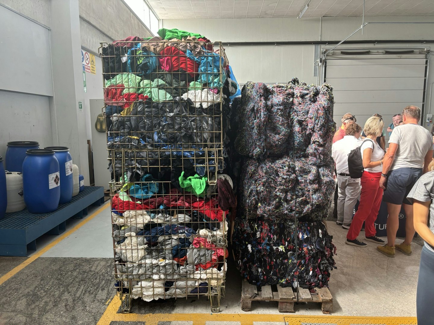 Textile waste ready for recycling at UYN