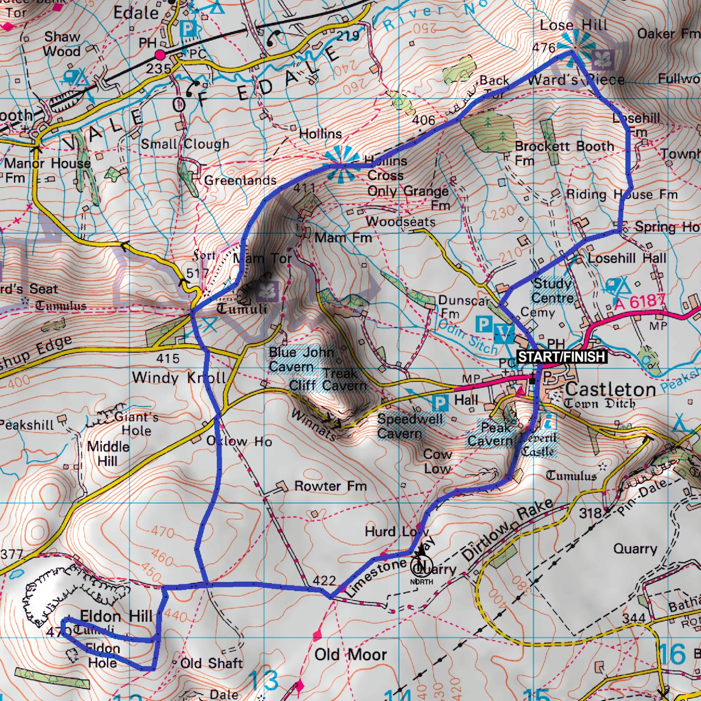 Mam Tor map route