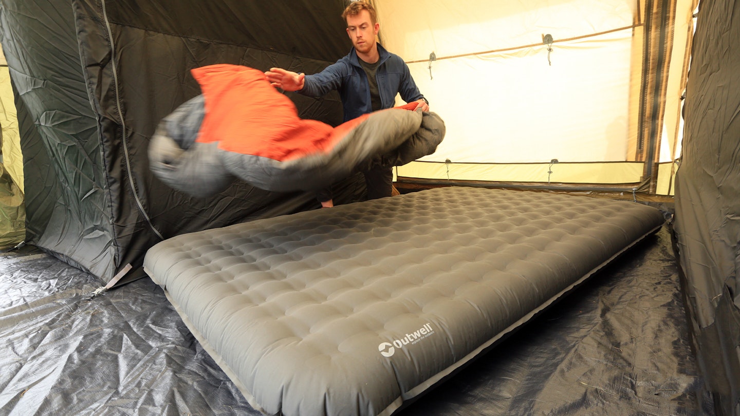 2 Outwell flow double airbed in family tent