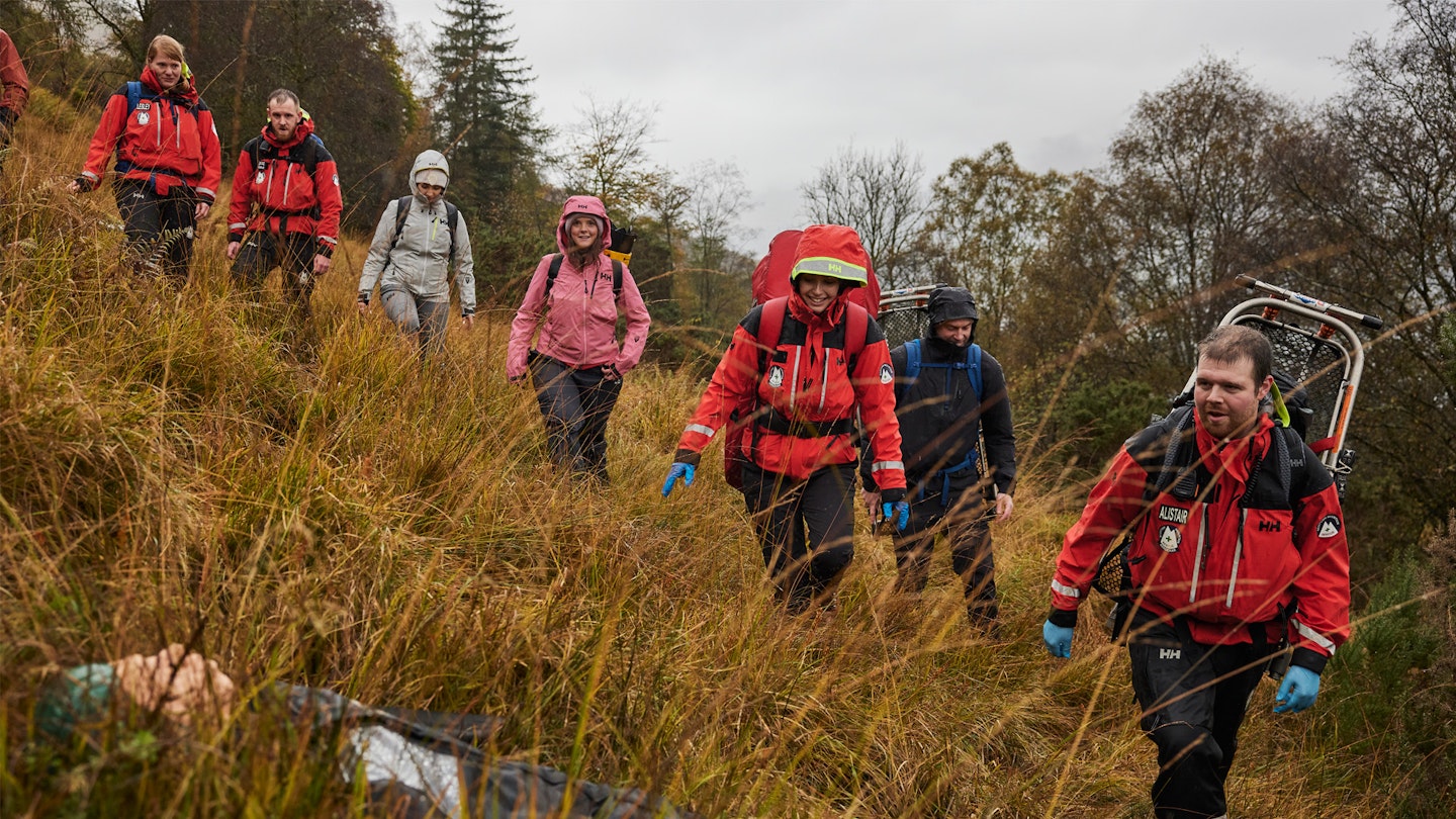 A rescue drill with mountain rescue