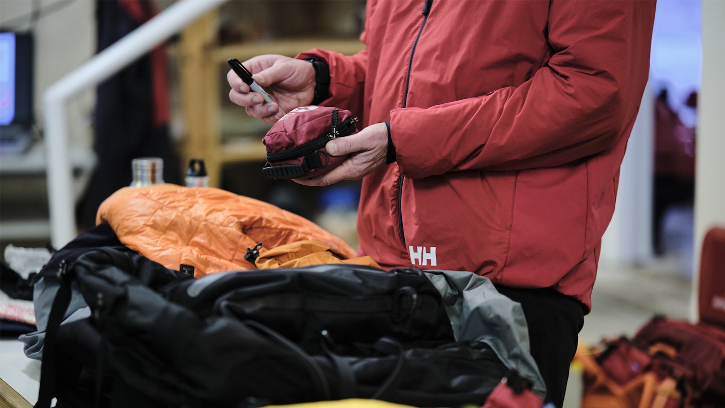 Arrochar mountain rescue team demonstrating first aid kit