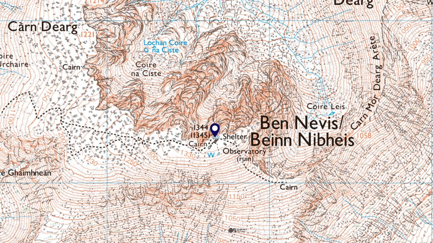 Ben nevis summit OS map