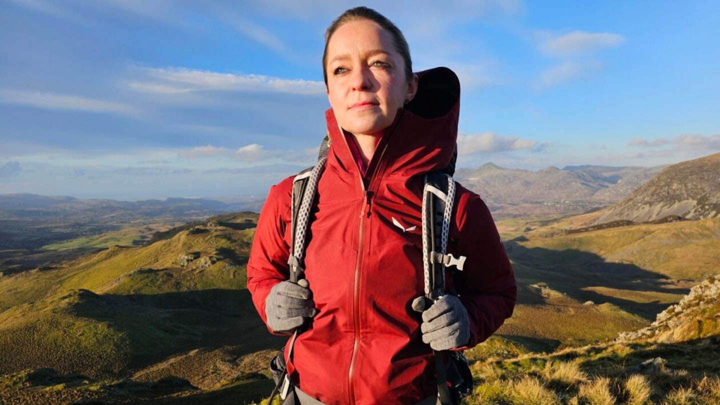 Ellie putting the women’s Salewa Puez Gore-Tex Paclite Jacket to the test