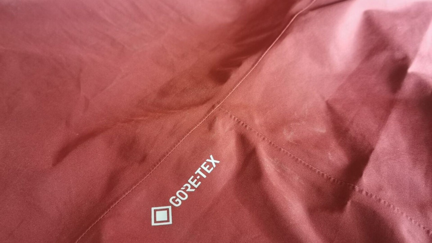 closeup of the gortex fabric on Salewa Puez jacket