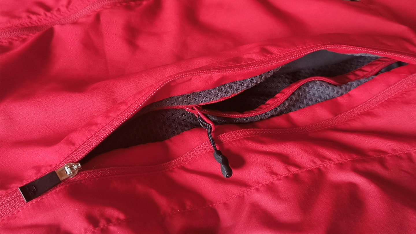 side zipped pocket on the paramo velez waterproof jacket