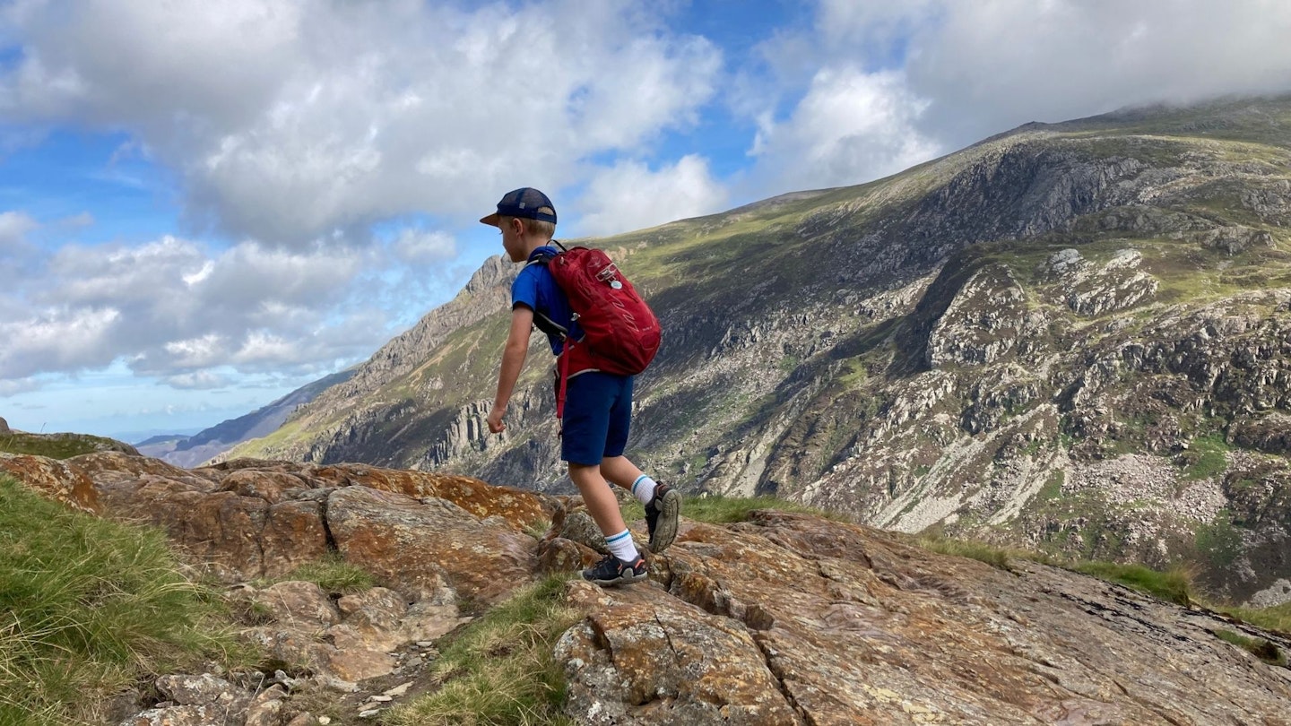 Child on Snowdon Pyg track near Pen y Pass