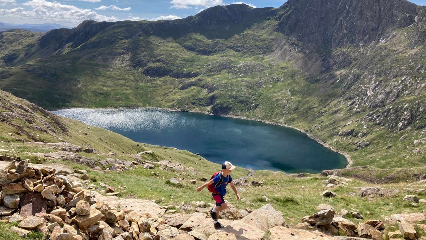 Child on the Snowdon Pyg Track, Snowdonia National Park