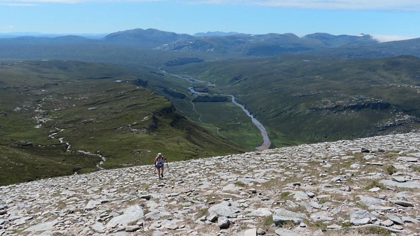 Climbing Ben Hopes south ridge above Strath More