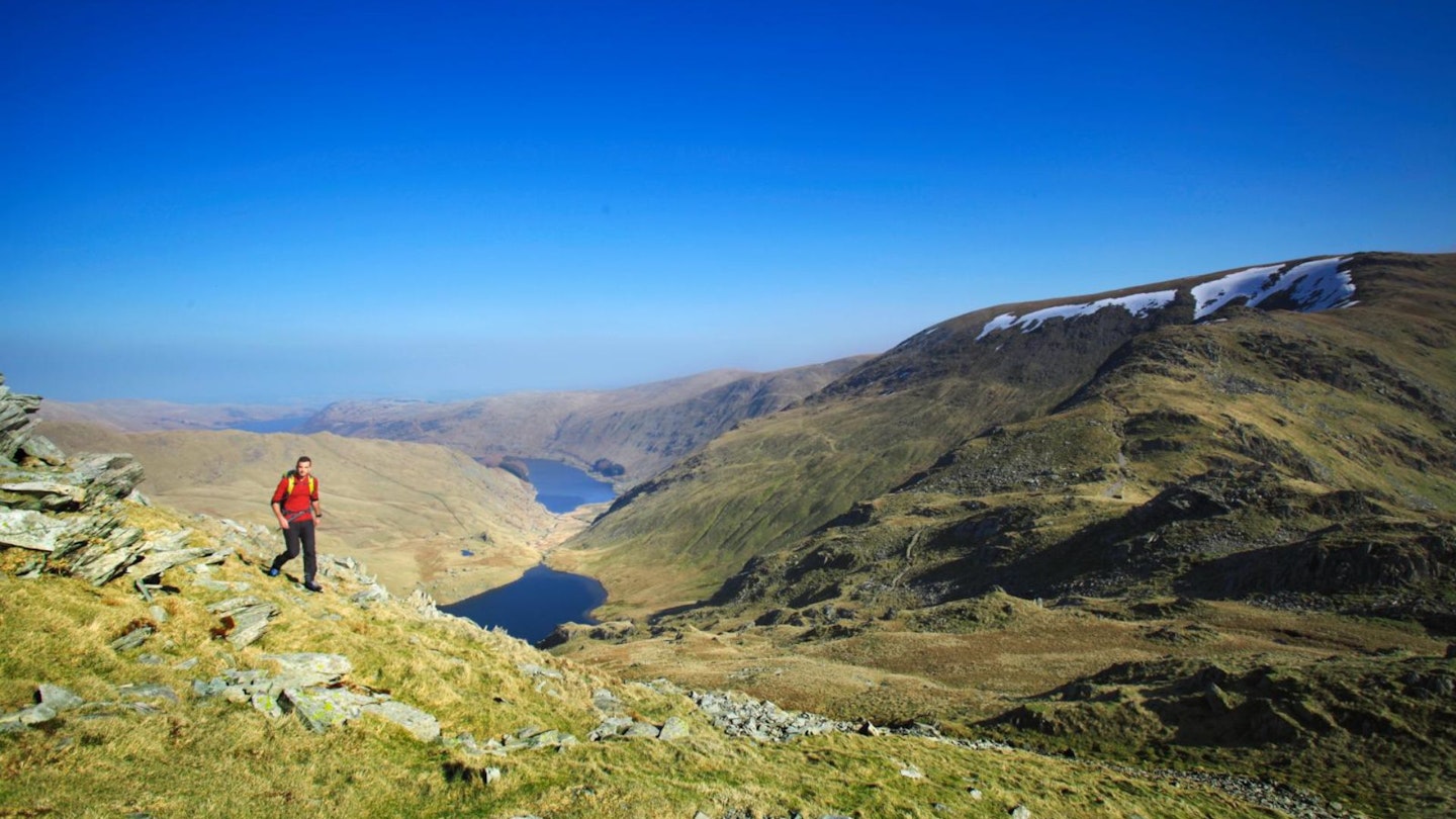 Heading for Harter Fell from Mardale Ill Bell Haweswater in distance Kentmere Horseshoe Lake District