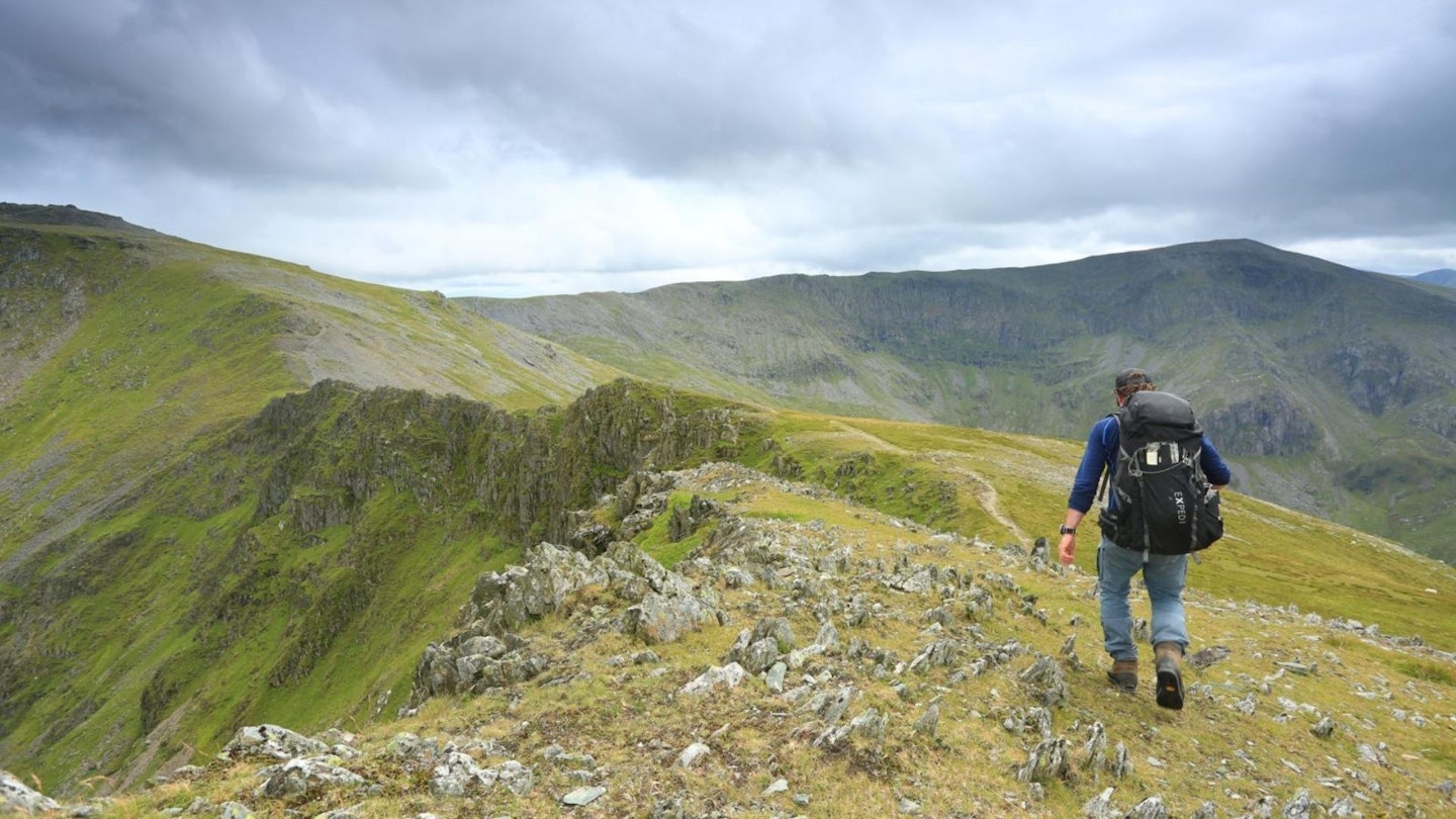 Walking from the Summit of Yr Elen to towards Carnedd Llewelyn Snowdonia North Wales Carneddau