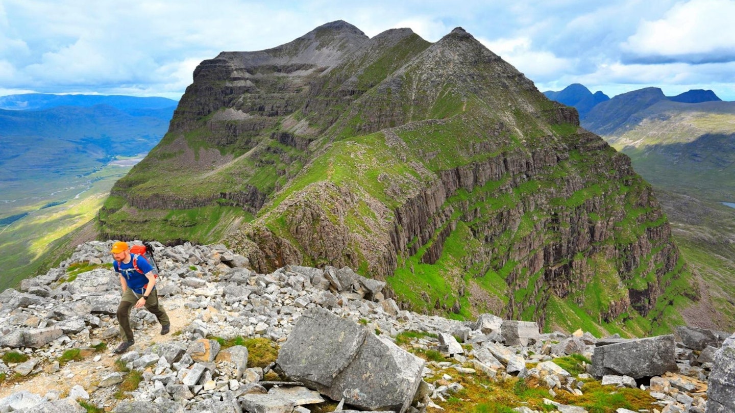 Hiker on Liathach Torridon Scottish Highlands