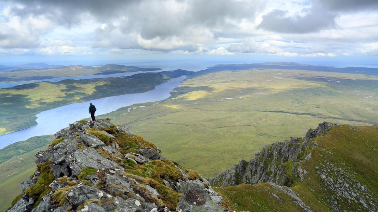 Loch Hope seen Near the summit of the northeast ridge of the mountain Ben Hope in Sutherland